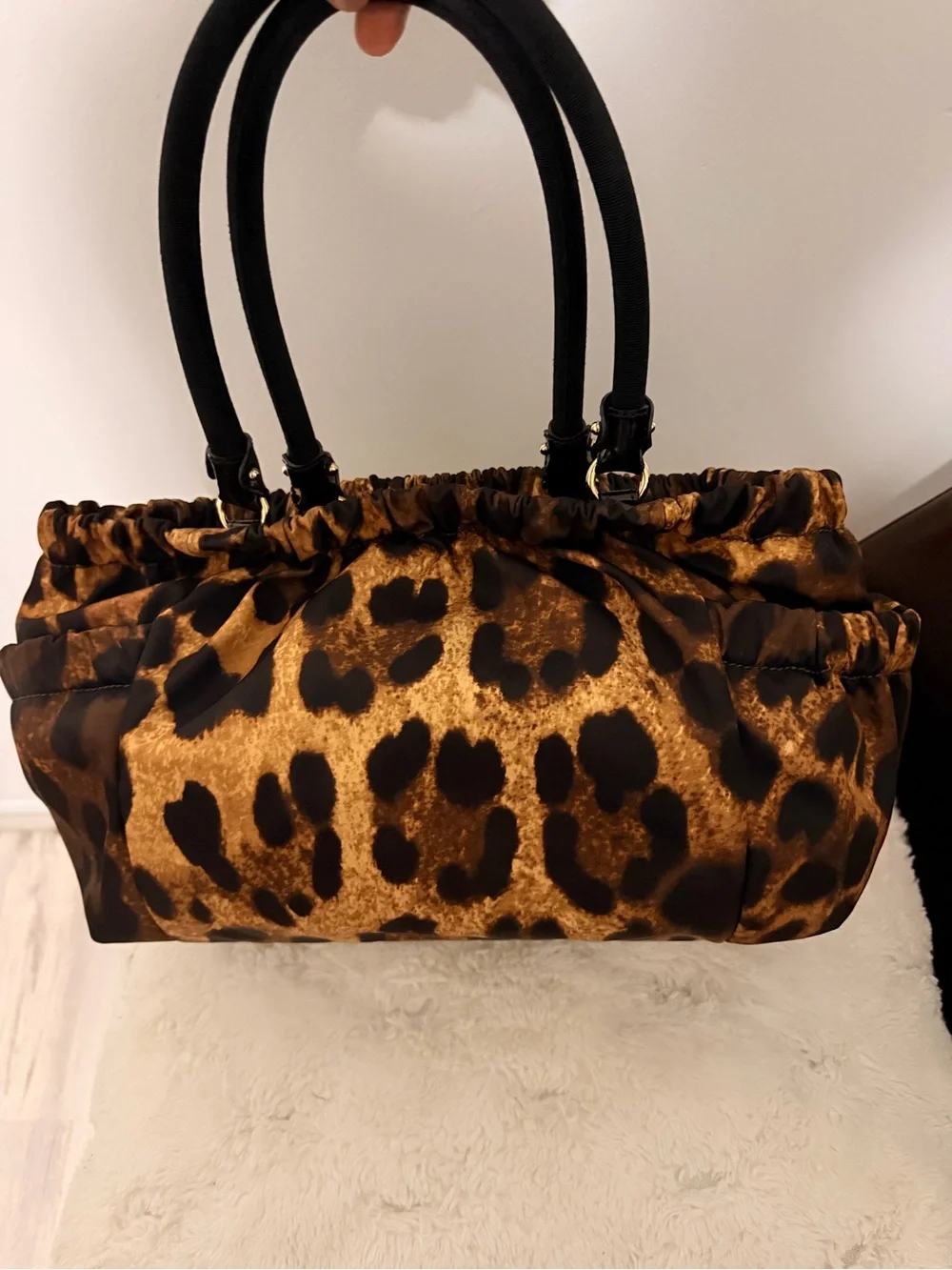 Salvatore Ferragamo Leopard Print Tote in Tan and Black